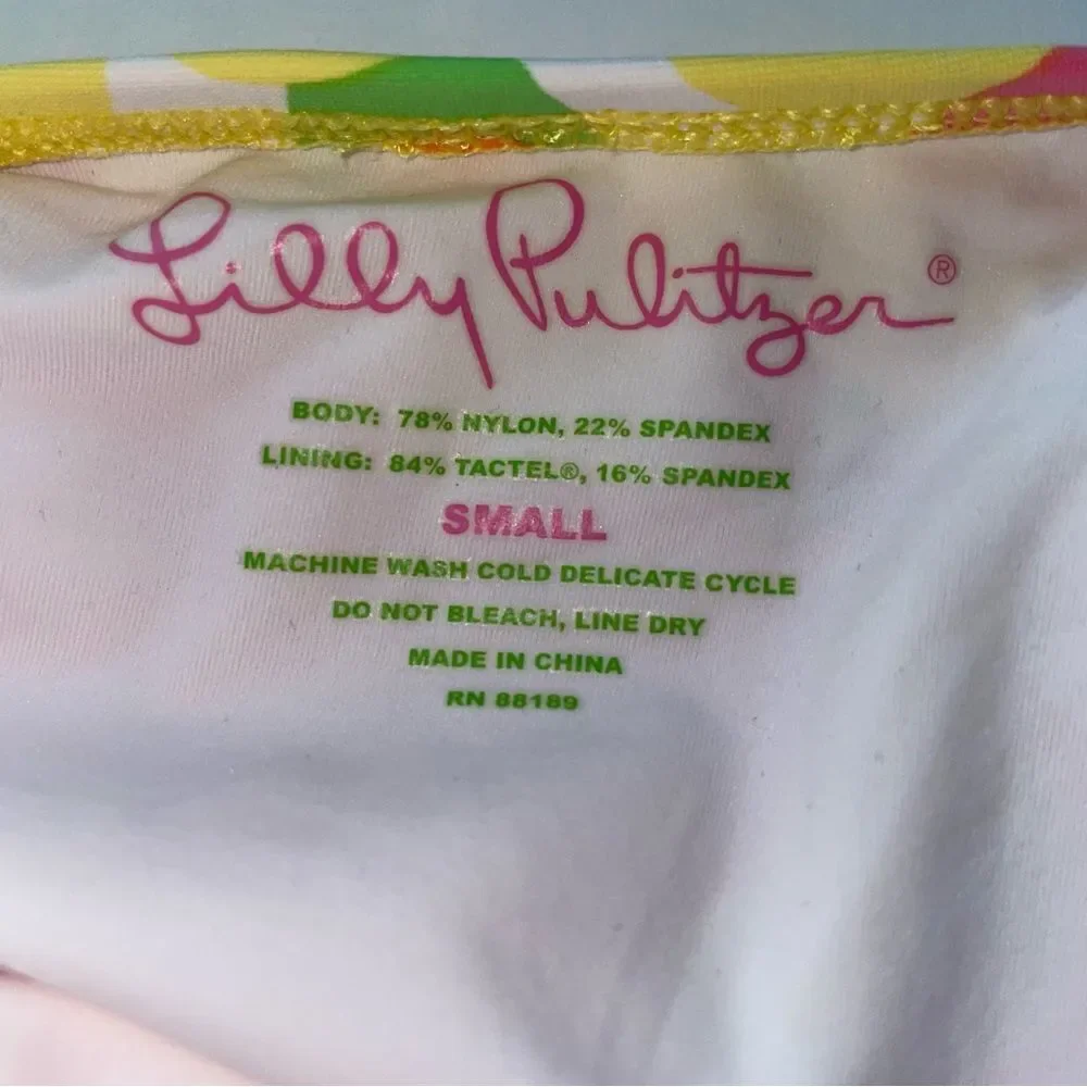 Lilly Pulitzer One Piece Swimsuit Pink Yellow Floral Halter Top Size Small